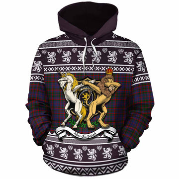 Cumming Clan Tartan Crest Christmas Cotton Hoodie Coat of Arms Funny Style