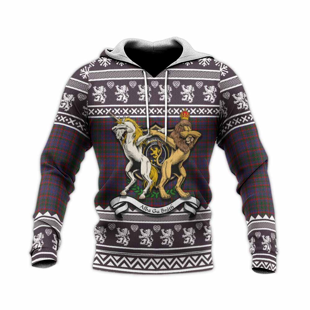 Cumming Clan Tartan Crest Christmas Knitted Hoodie Coat of Arms Funny Style - Tartan Vibes Clothing