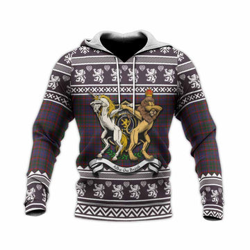Cumming Clan Tartan Crest Christmas Knitted Hoodie Coat of Arms Funny Style