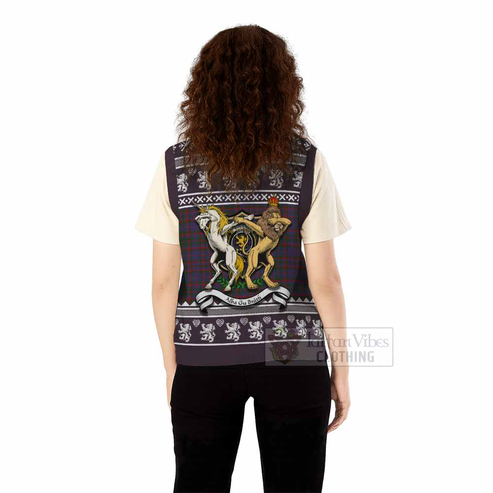 Cumming Clan Tartan Crest Christmas Knitted V-Neck Vest Coat of Arms Funny Style - Tartan Vibes Clothing