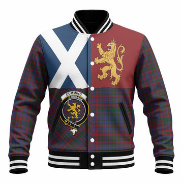 Cumming Crest Tartan Baseball Jacket with Lion Rampant Saltire Style