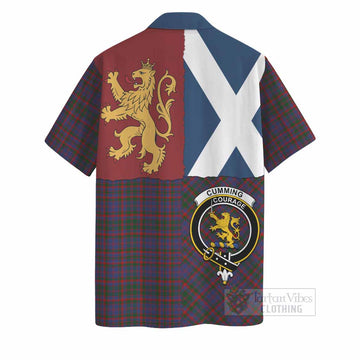 Cumming Crest Tartan Hawaiian Shirt with Lion Rampant Saltire Style