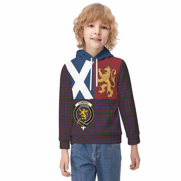 Cumming Crest Tartan Kid Hoodie with Lion Rampant Saltire Style - Tartan Vibes Clothing