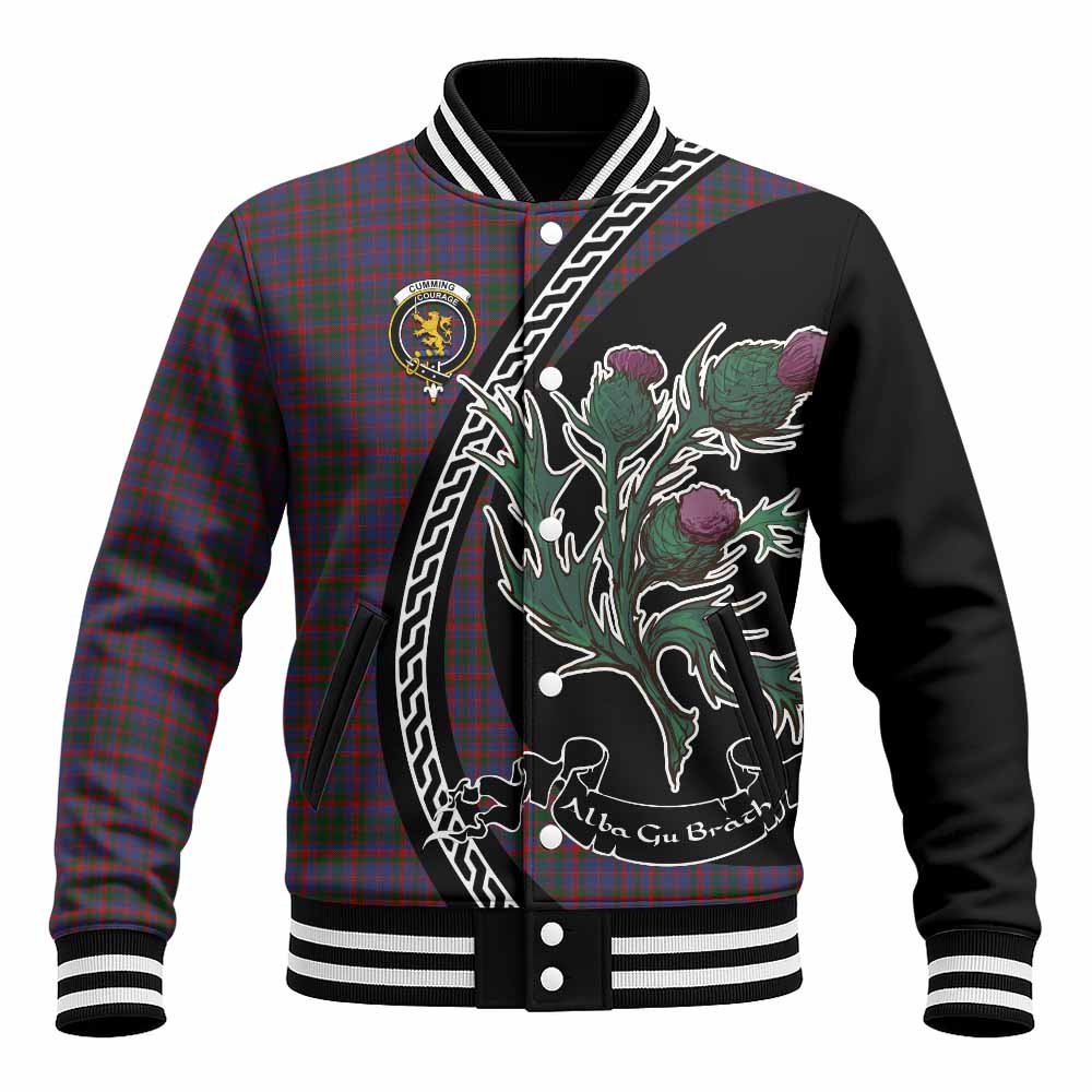 Cumming Family Crest Tartan Baseball Jacket Alba Thistle Inspired - Tartan Vibes Clothing