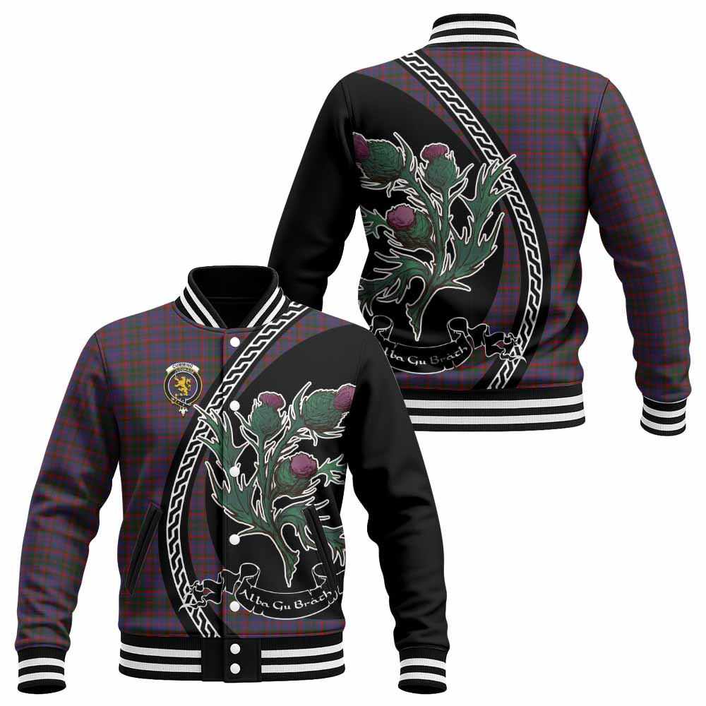 Cumming Family Crest Tartan Baseball Jacket Alba Thistle Inspired - Tartan Vibes Clothing