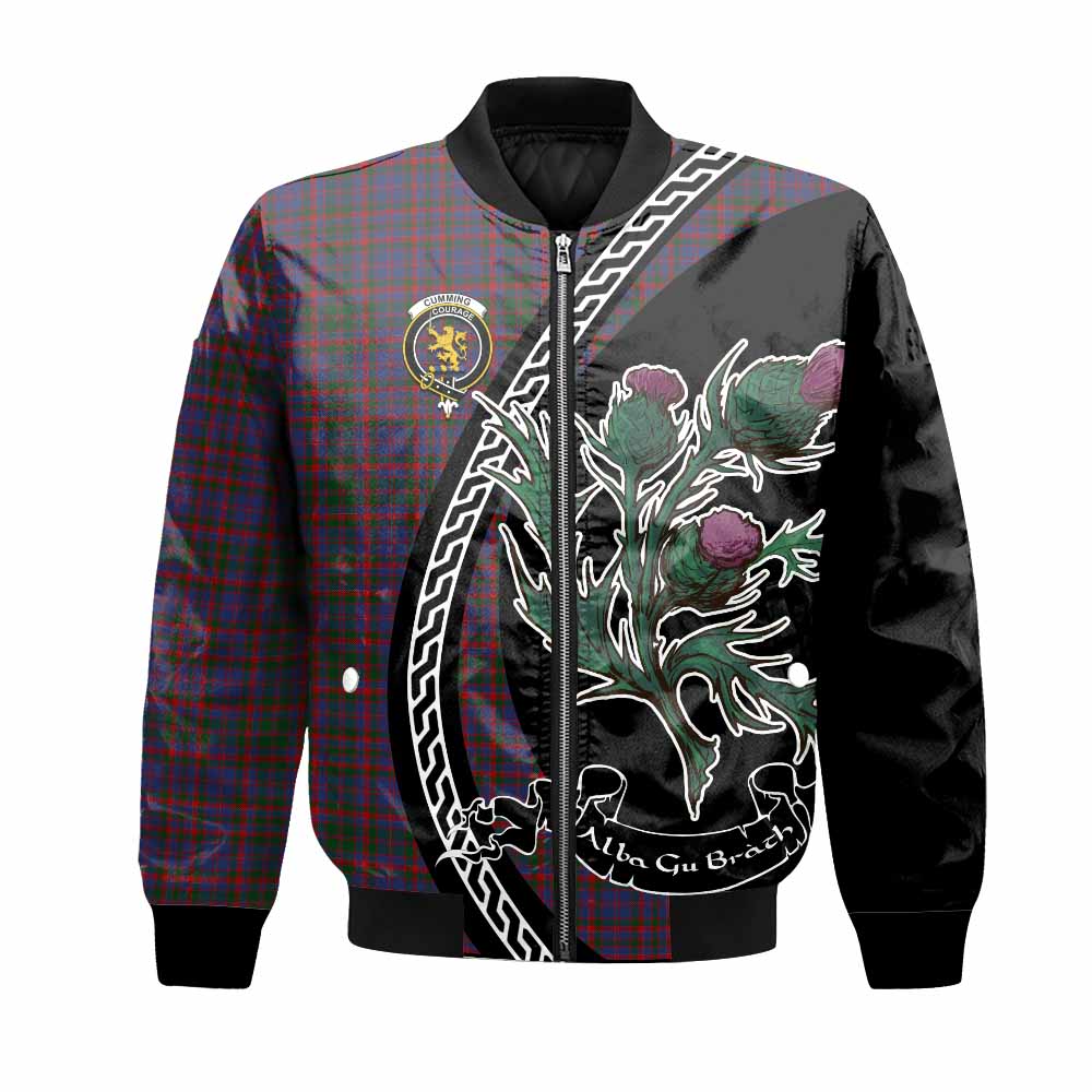 Cumming Family Crest Tartan Bomber Jacket Alba Thistle Inspired - Tartan Vibes Clothing