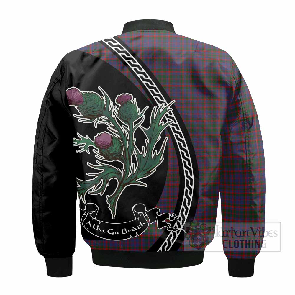 Cumming Family Crest Tartan Bomber Jacket Alba Thistle Inspired - Tartan Vibes Clothing