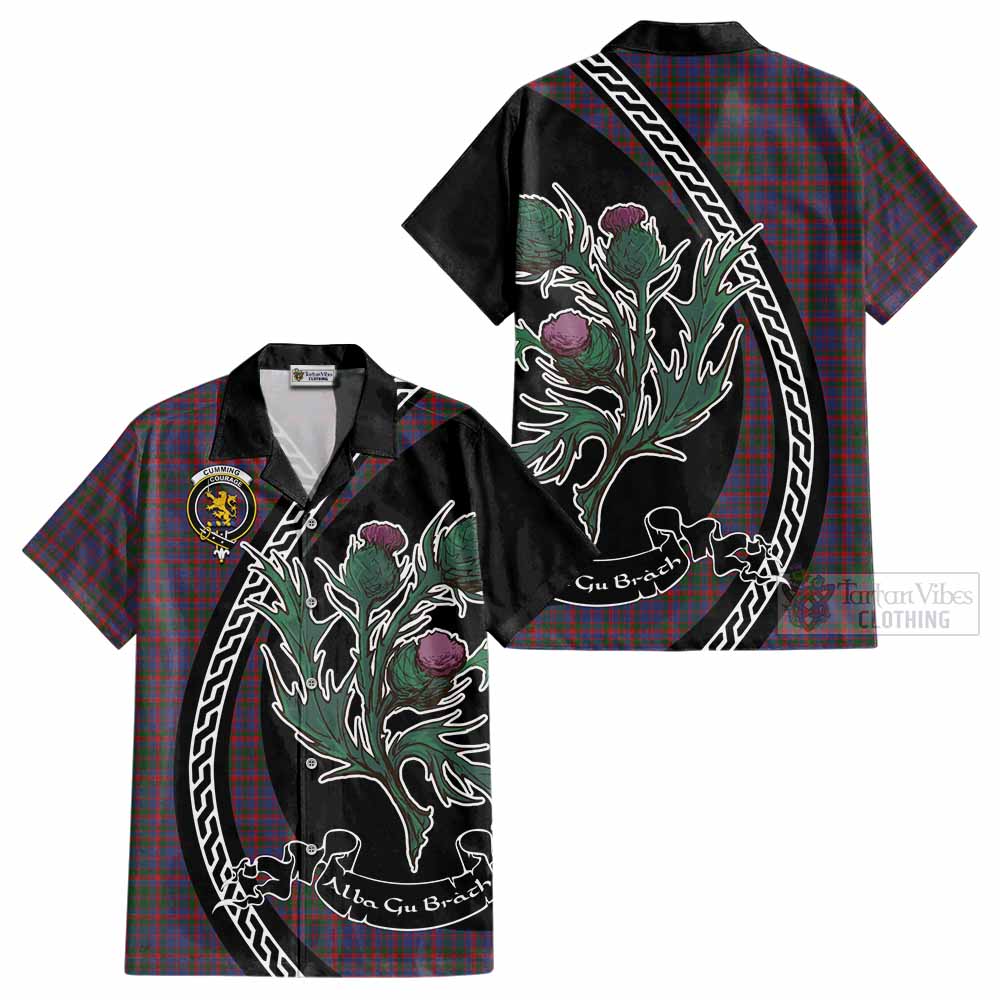 Cumming Family Crest Tartan Cotton Hawaiian Shirt Alba Thistle Inspired - Tartan Vibes Clothing