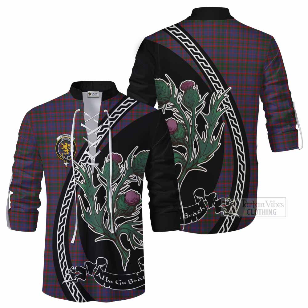 Cumming Family Crest Tartan Ghillie Shirt Alba Thistle Inspired - Tartan Vibes Clothing
