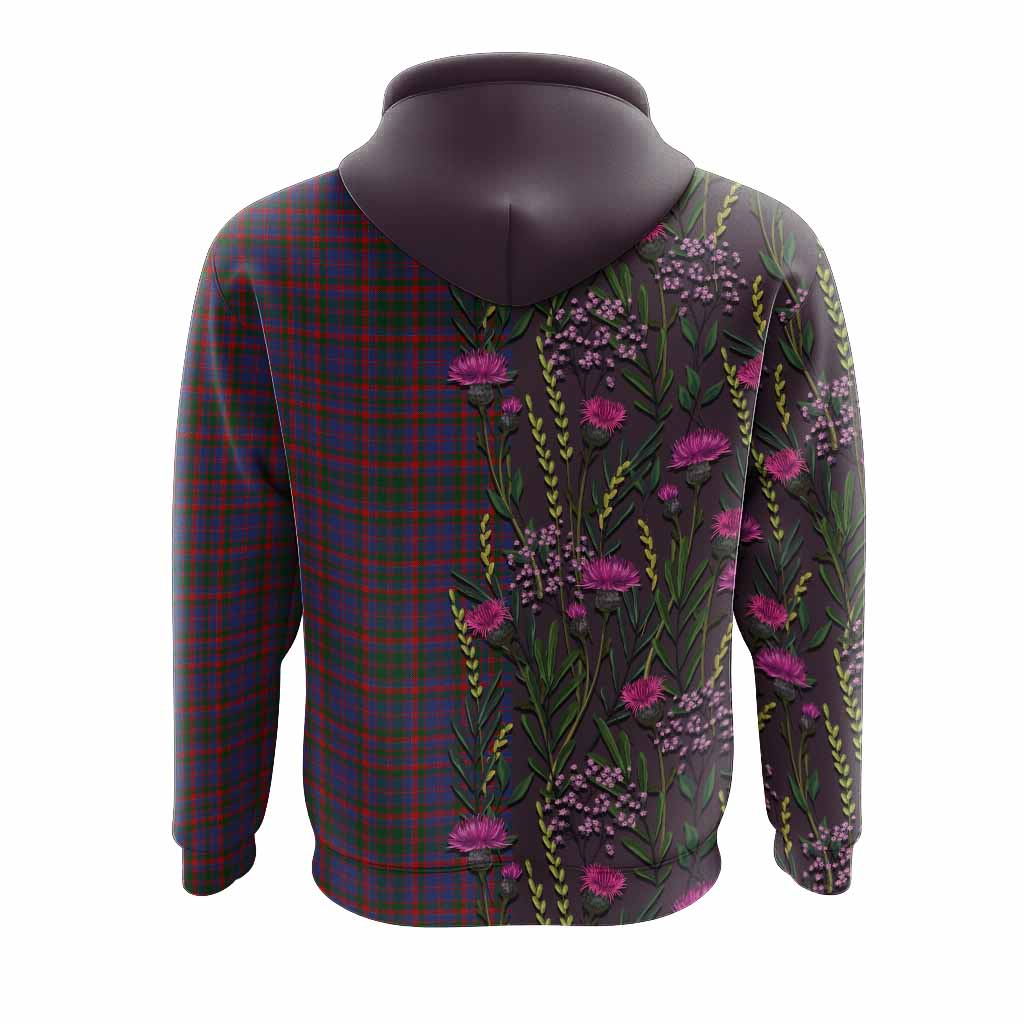 Cumming Family Crest Tartan Hoodie Scottish Thistle Flower Pattern Half Style - Tartan Vibes Clothing