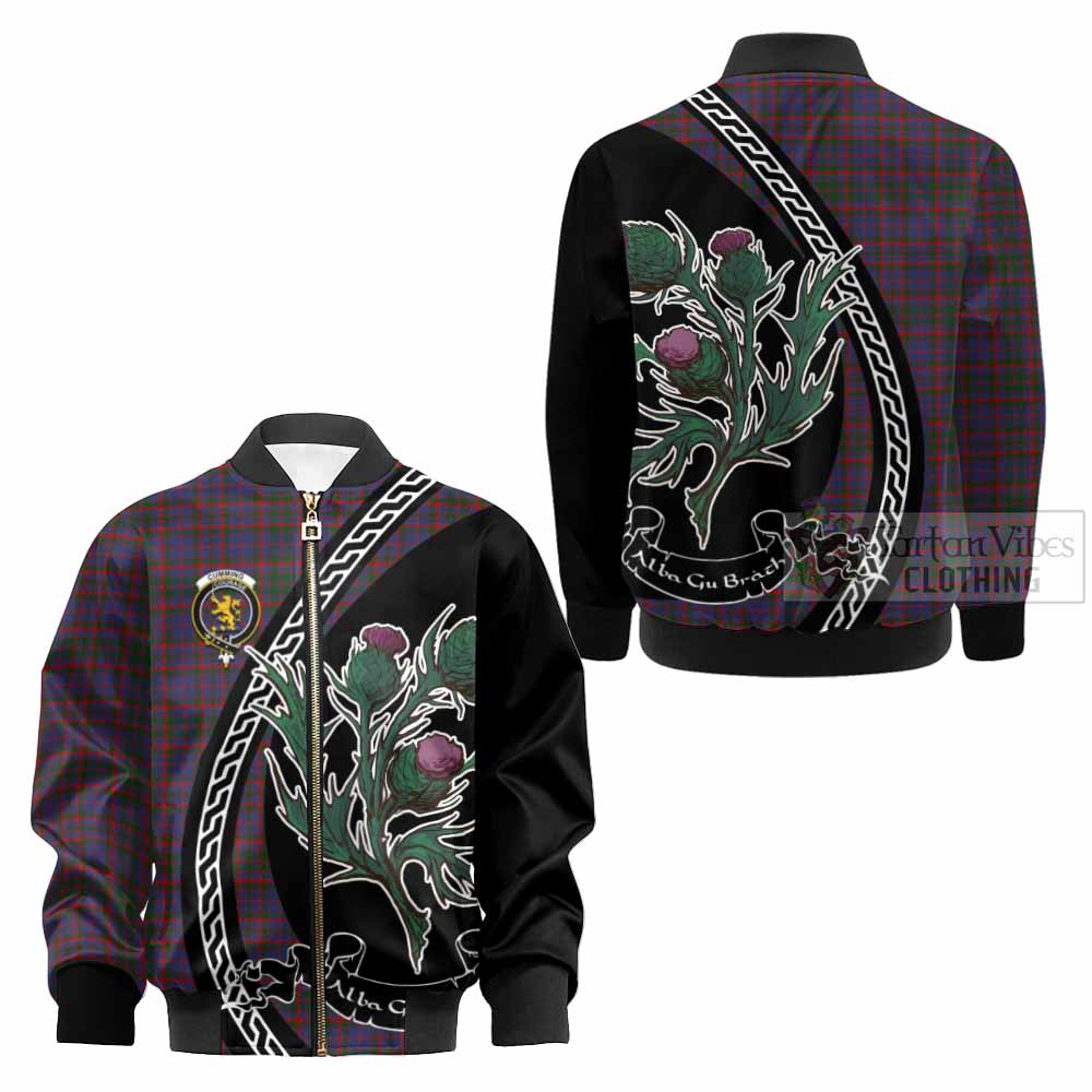 Cumming Family Crest Tartan Kid Bomber Jacket Alba Thistle Inspired - Tartan Vibes Clothing