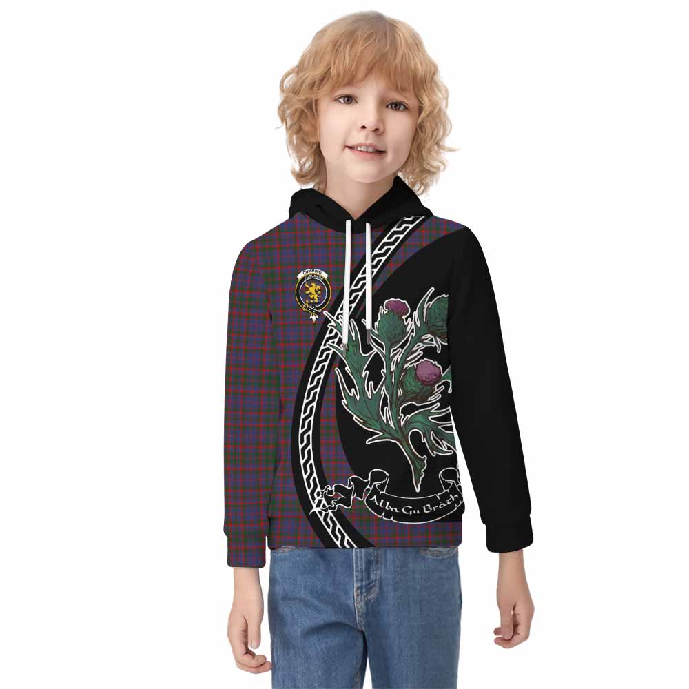 Cumming Family Crest Tartan Kid Hoodie Alba Thistle Inspired - Tartan Vibes Clothing