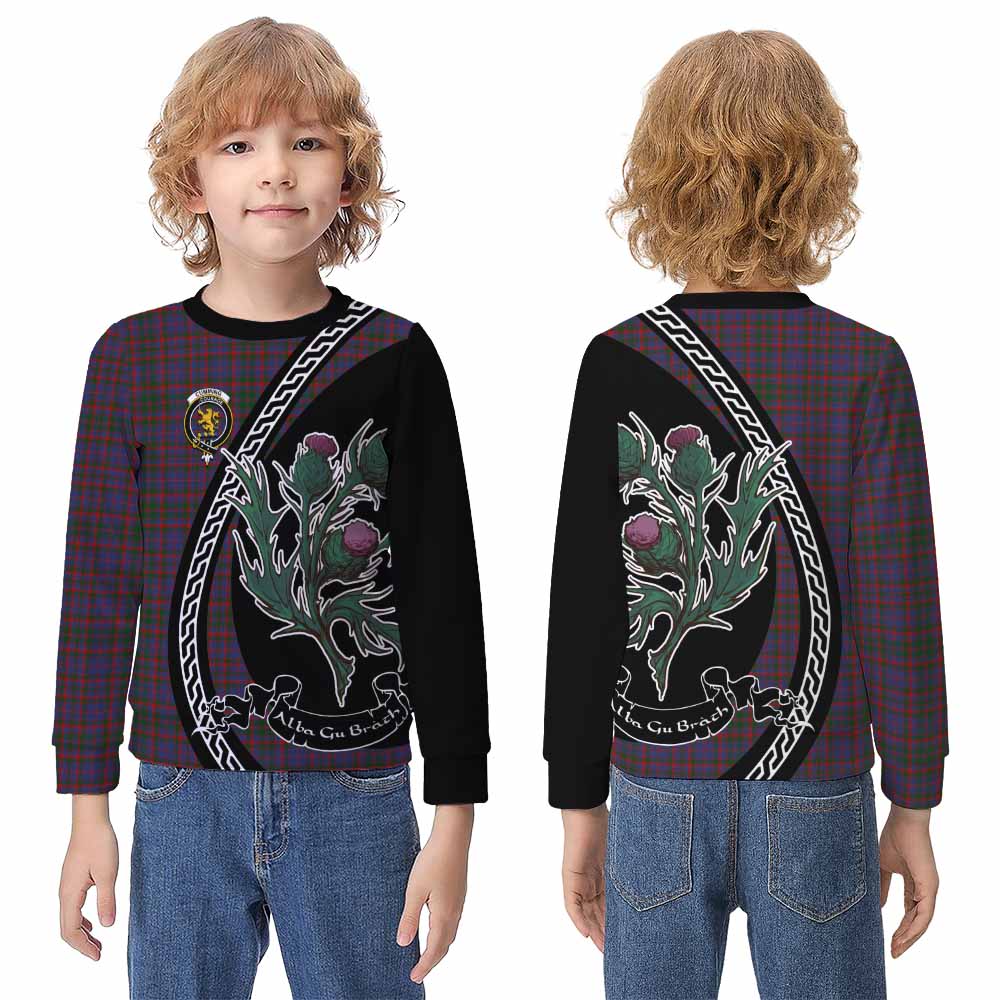 Cumming Family Crest Tartan Kid Knitted Sweatshirt Alba Thistle Inspired - Tartan Vibes Clothing