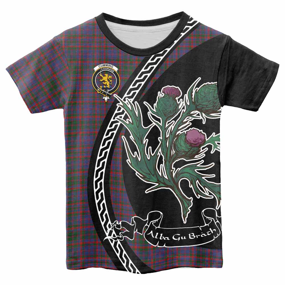 Cumming Family Crest Tartan Kid T-shirt Alba Thistle Inspired - Tartan Vibes Clothing