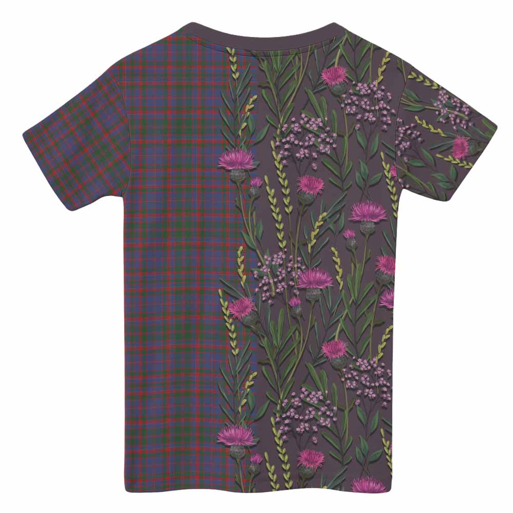 Cumming Family Crest Tartan Kid T-shirt Scottish Thistle Flower Pattern Half Style - Tartan Vibes Clothing