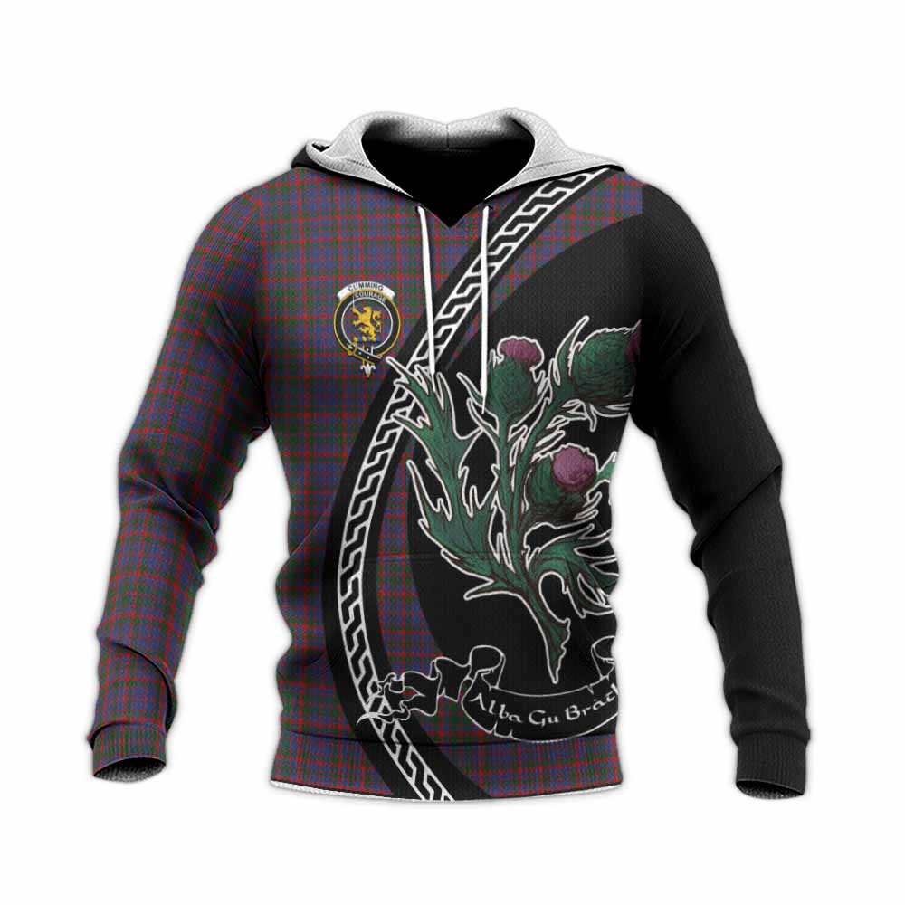 Cumming Family Crest Tartan Knitted Hoodie Alba Thistle Inspired - Tartan Vibes Clothing