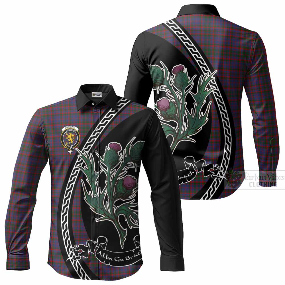 Cumming Family Crest Tartan Long Sleeve Button Shirts Alba Thistle Inspired - Tartan Vibes Clothing