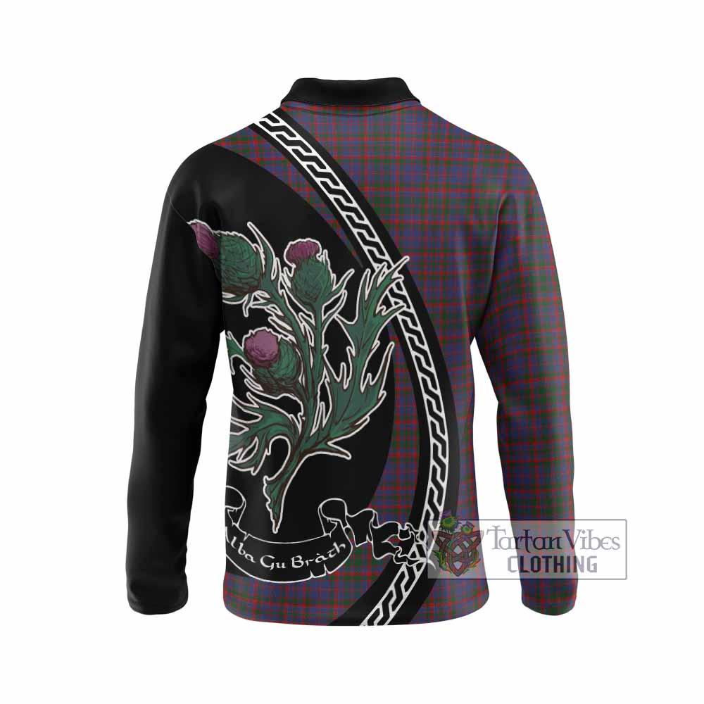 Cumming Family Crest Tartan Long Sleeve Polo Shirt Alba Thistle Inspired - Tartan Vibes Clothing