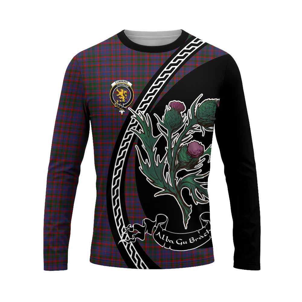 Cumming Family Crest Tartan Long Sleeve T-Shirt Alba Thistle Inspired - Tartan Vibes Clothing
