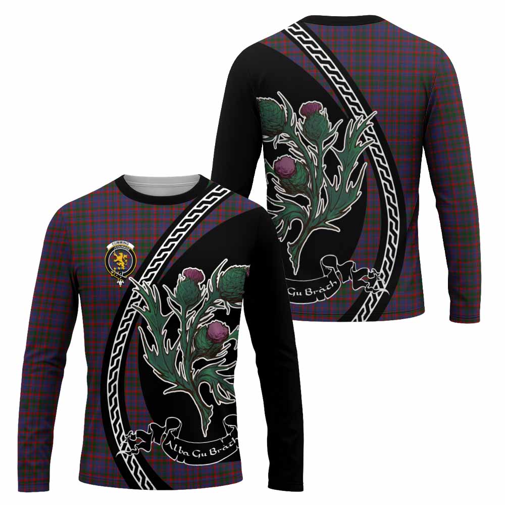 Cumming Family Crest Tartan Long Sleeve T-Shirt Alba Thistle Inspired - Tartan Vibes Clothing