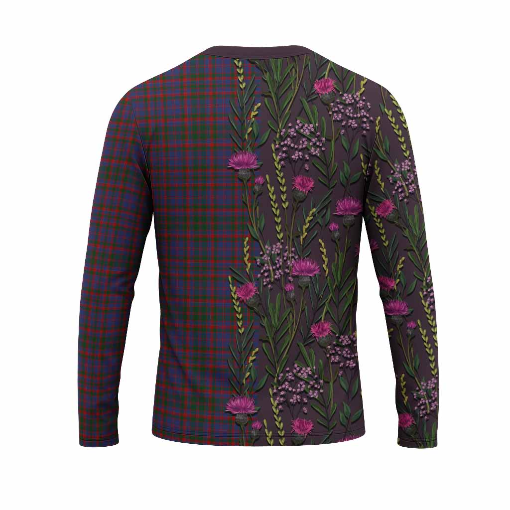 Cumming Family Crest Tartan Long Sleeve T-Shirt Scottish Thistle Flower Pattern Half Style - Tartan Vibes Clothing