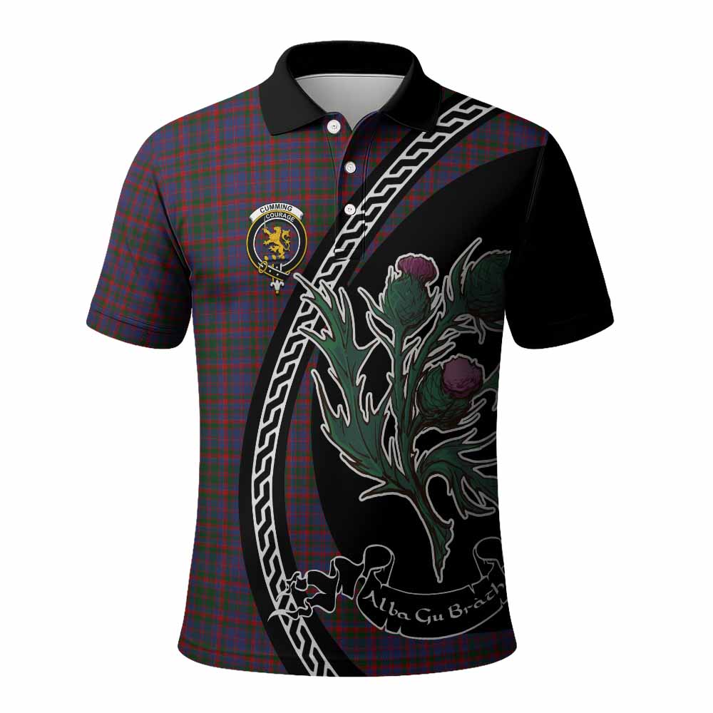 Cumming Family Crest Tartan Polo Shirt Alba Thistle Inspired - Tartan Vibes Clothing