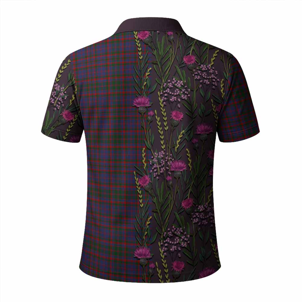 Cumming Family Crest Tartan Polo Shirt Scottish Thistle Flower Pattern Half Style - Tartan Vibes Clothing