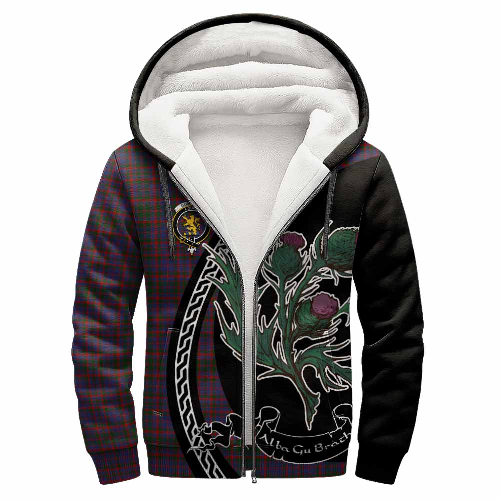 Cumming Family Crest Tartan Sherpa Hoodie Alba Thistle Inspired - Tartan Vibes Clothing