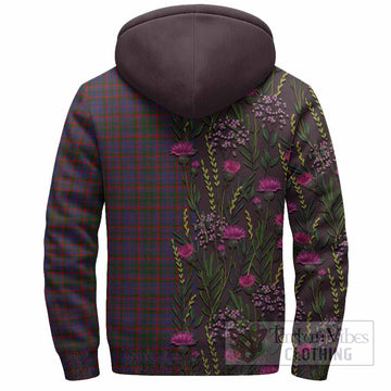 Cumming Family Crest Tartan Sherpa Hoodie Scottish Thistle Flower Pattern Half Style