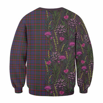 Cumming Family Crest Tartan Sweatshirt Scottish Thistle Flower Pattern Half Style