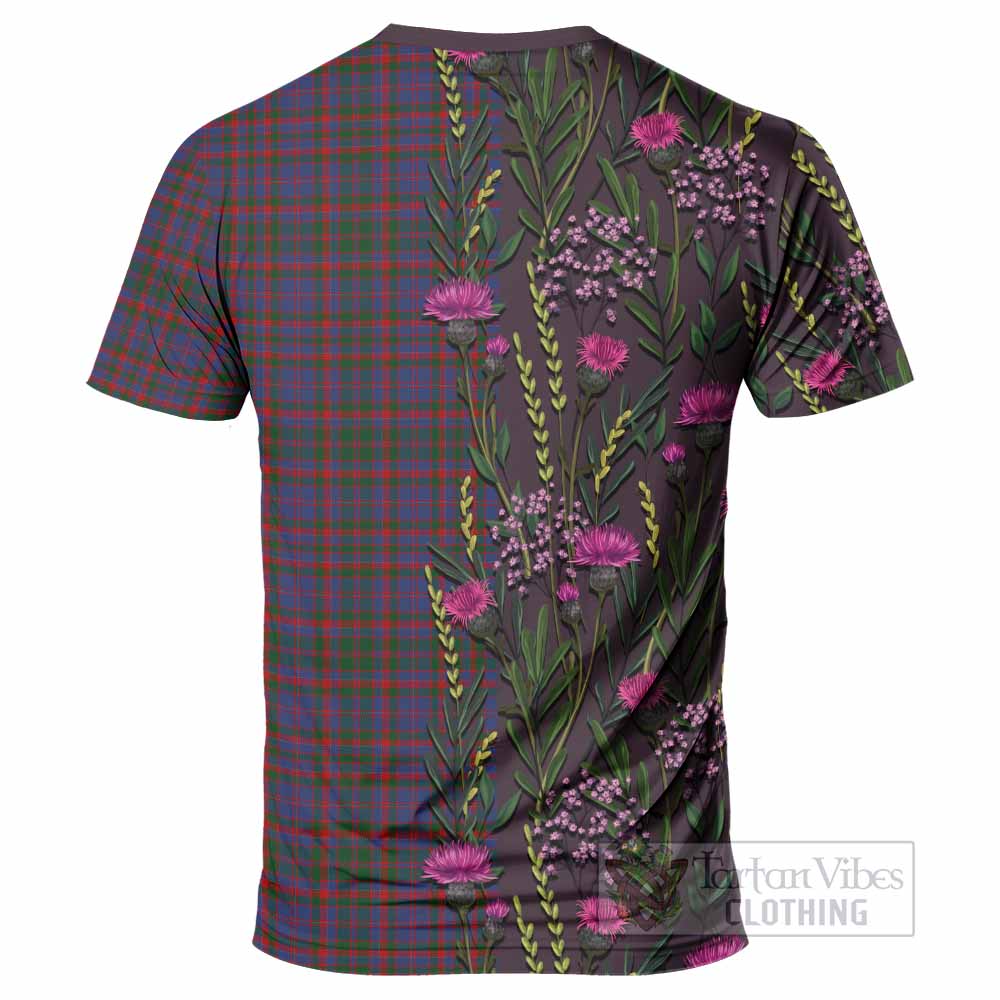 Cumming Family Crest Tartan T-Shirt Scottish Thistle Flower Pattern Half Style - Tartan Vibes Clothing