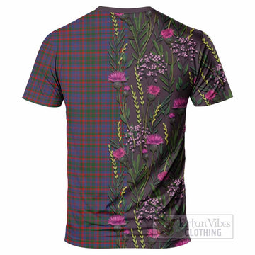Cumming Family Crest Tartan T-Shirt Scottish Thistle Flower Pattern Half Style
