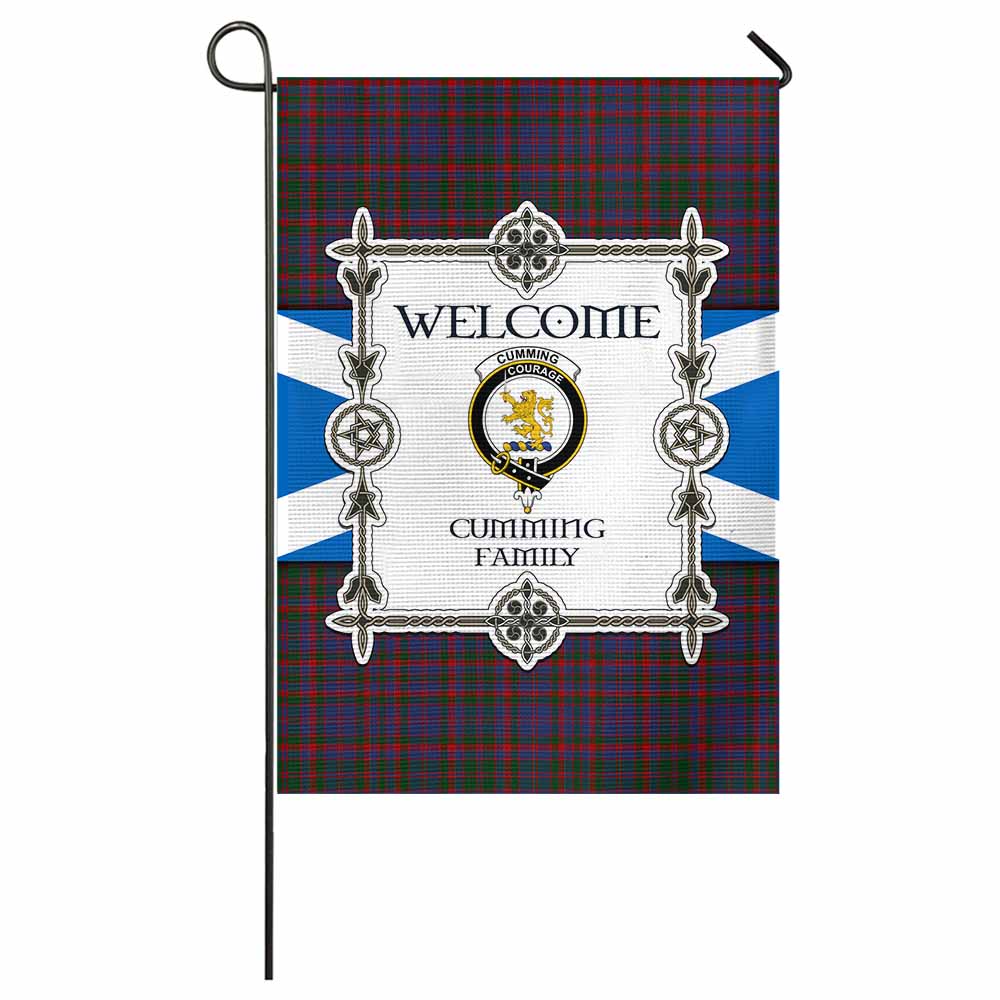 Cumming Family Crest Tartan Welcome Garden Flag Saltire Harmony Style - Tartan Vibes Clothing