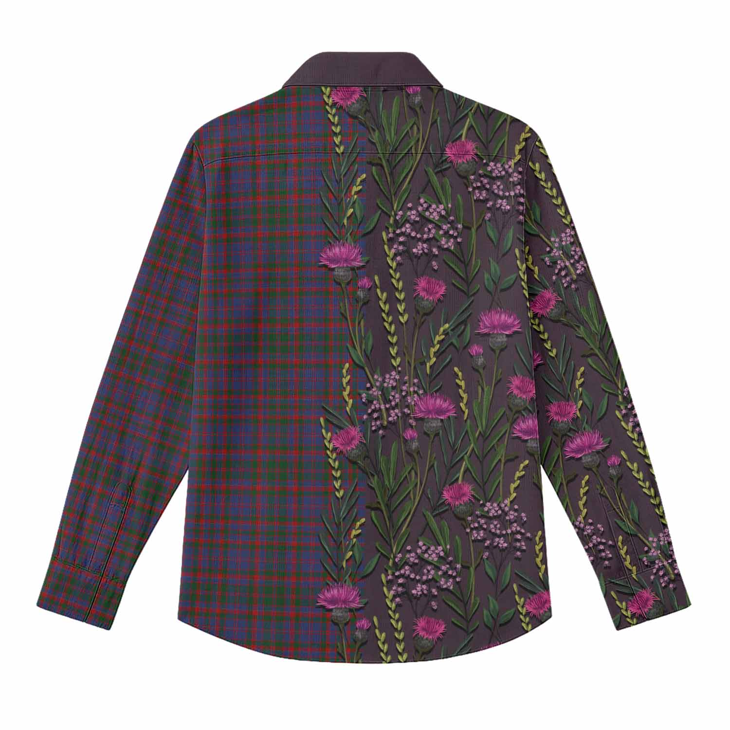 Cumming Family Crest Tartan Women Casual Shirt Scottish Thistle Flower Pattern Half Style - Tartan Vibes Clothing