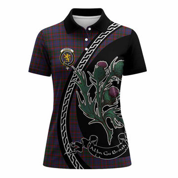 Cumming Family Crest Tartan Women Polo Shirt Alba Thistle Inspired