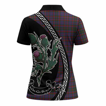 Cumming Family Crest Tartan Women Polo Shirt Alba Thistle Inspired