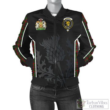 Cumming Hunting Tartan Bomber Jacket with Family Crest and Scottish Thistle Vibes Sport Style