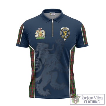 Cumming Hunting Tartan Zipper Polo Shirt with Family Crest and Lion Rampant Vibes Sport Style