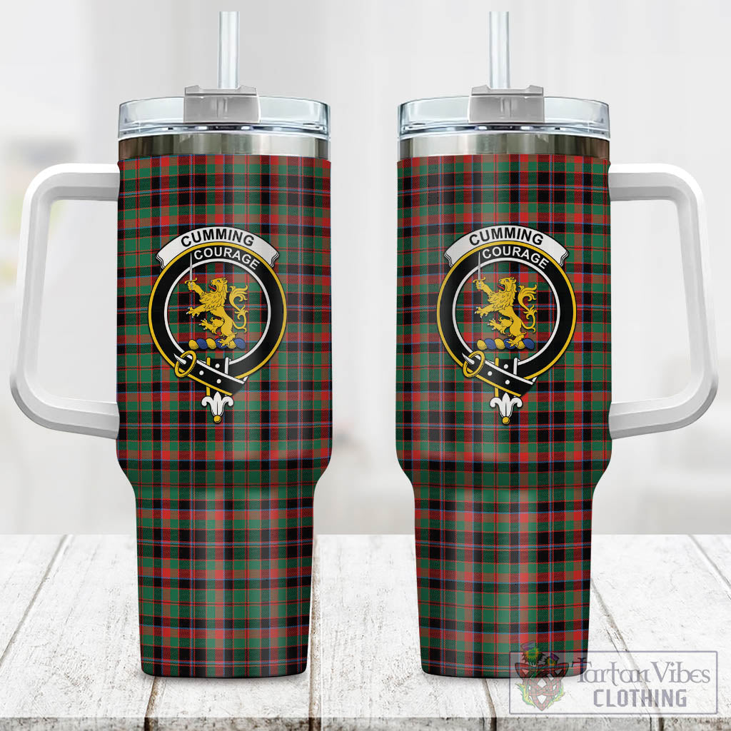 Tartan Vibes Clothing Cumming Hunting Ancient Tartan and Family Crest Tumbler with Handle