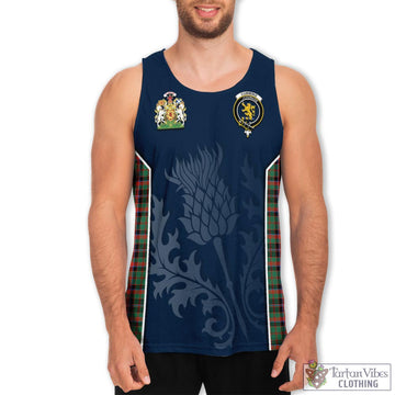 Cumming Hunting Ancient Tartan Men's Tanks Top with Family Crest and Scottish Thistle Vibes Sport Style