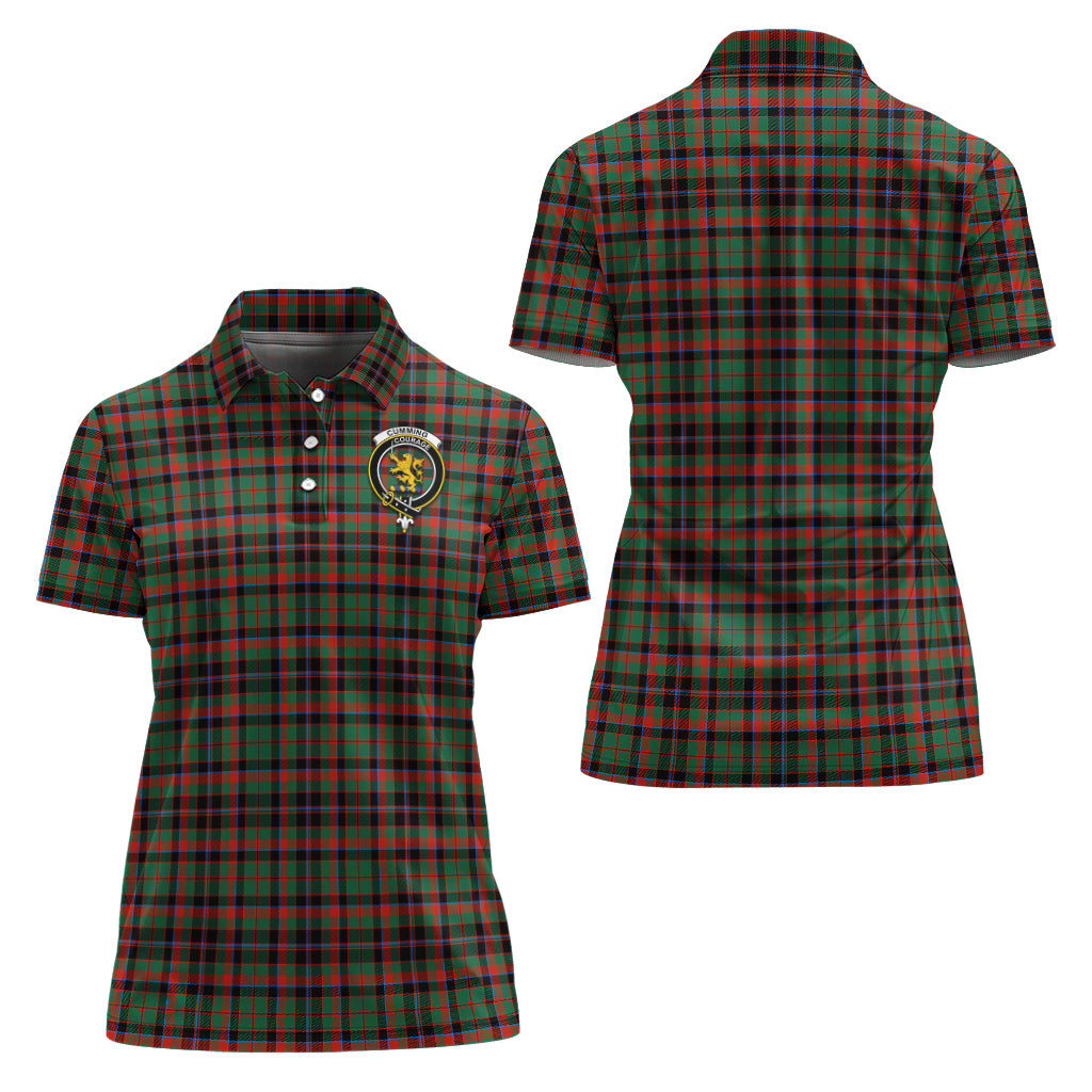 cumming-hunting-ancient-tartan-polo-shirt-with-family-crest-for-women