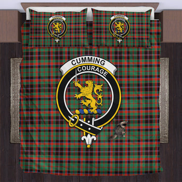 Cumming Hunting Ancient Tartan Bedding Set with Family Crest