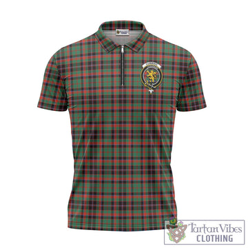 Cumming Hunting Ancient Tartan Zipper Polo Shirt with Family Crest