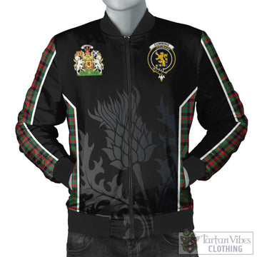 Cumming Hunting Ancient Tartan Bomber Jacket with Family Crest and Scottish Thistle Vibes Sport Style