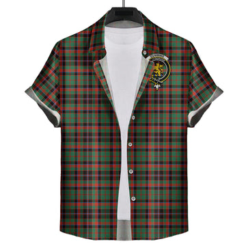 Cumming Hunting Ancient Tartan Short Sleeve Button Down Shirt with Family Crest