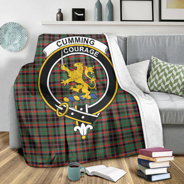Cumming Hunting Ancient Tartan Blanket with Family Crest