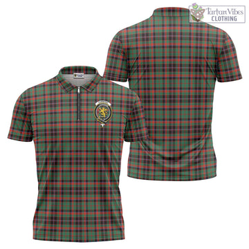 Cumming Hunting Ancient Tartan Zipper Polo Shirt with Family Crest