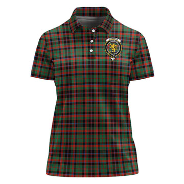 Cumming Hunting Ancient Tartan Polo Shirt with Family Crest For Women