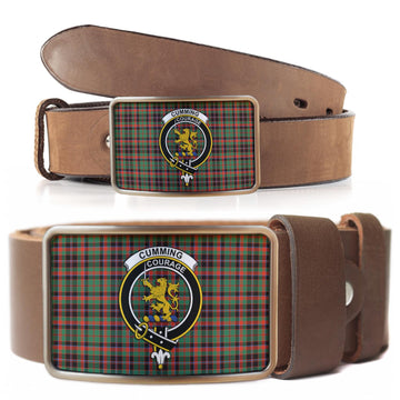 Cumming Hunting Ancient Tartan Belt Buckles with Family Crest