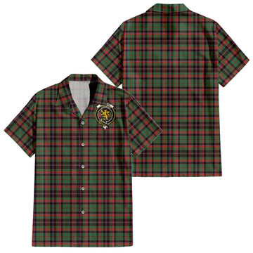 Cumming Hunting Ancient Tartan Short Sleeve Button Down Shirt with Family Crest
